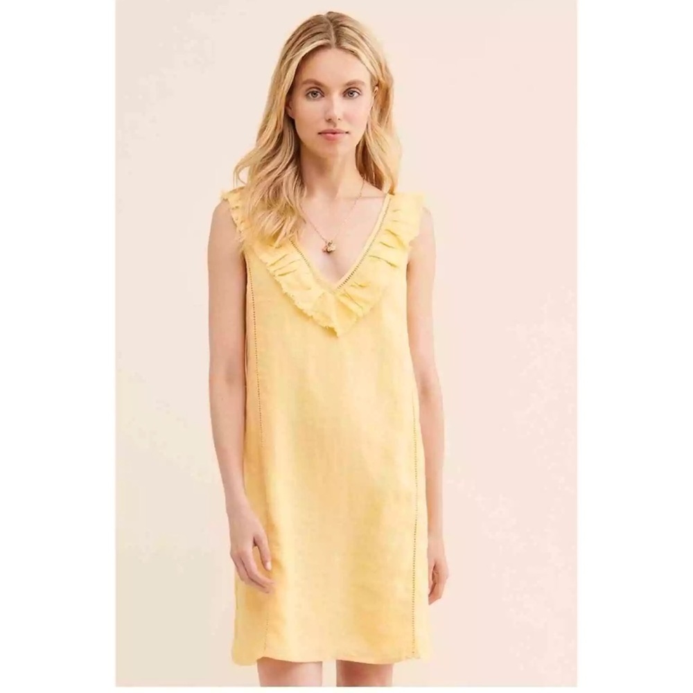 Faherty Ellis Linen Dress Ruffle - Picture 2 of 8